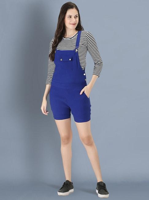 buynewtrend blue striped dungaree
