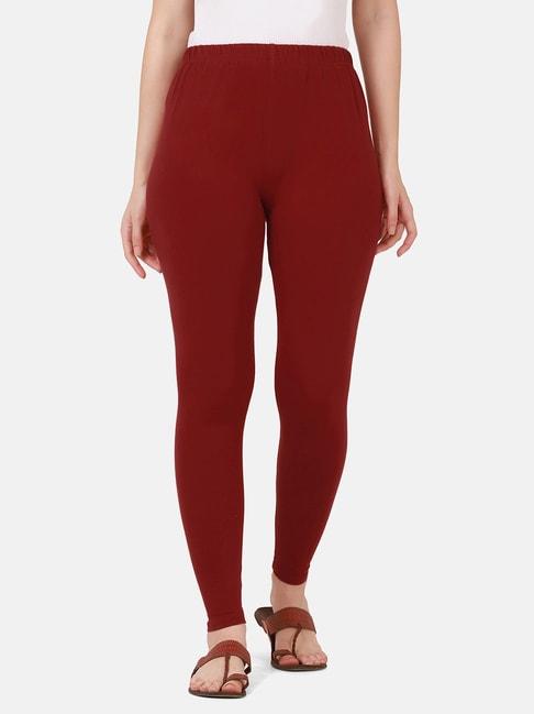 buynewtrend maroon cotton leggings