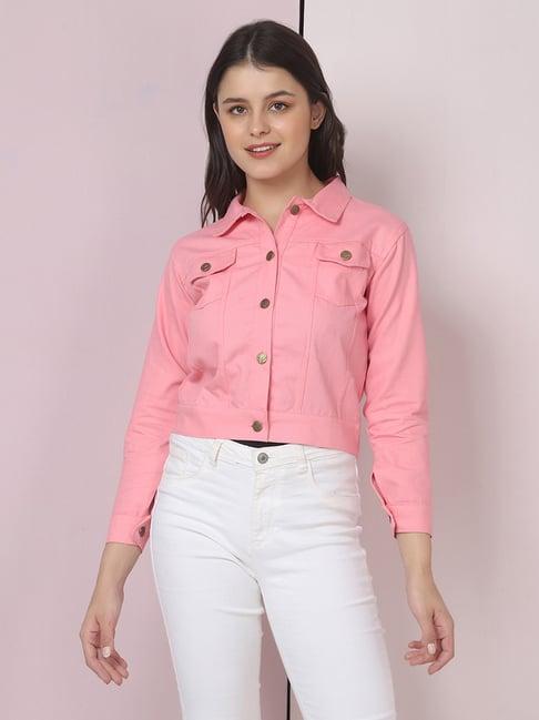 buynewtrend baby pink regular fit jacket