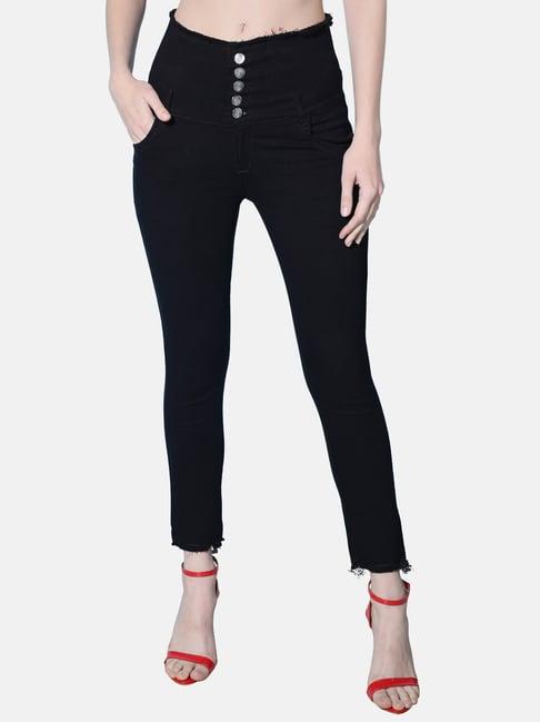 buynewtrend black high rise jeans