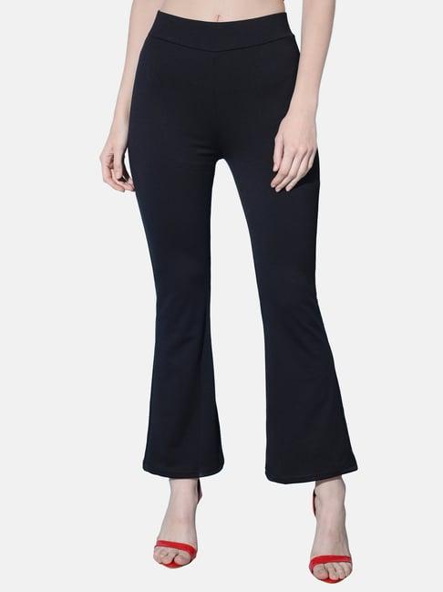 buynewtrend black mid rise trousers