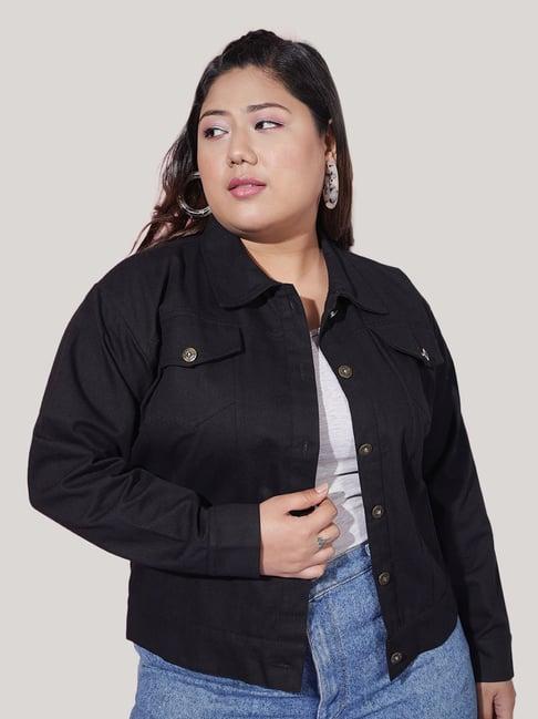 buynewtrend black regular fit jacket