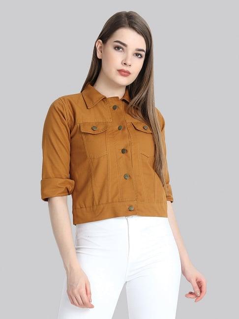 buynewtrend brown regular fit jacket