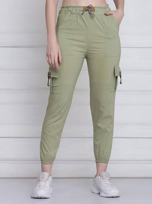 buynewtrend green mid rise joggers