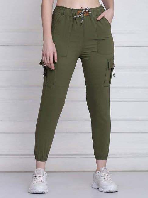 buynewtrend green mid rise joggers