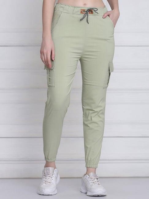 buynewtrend green mid rise joggers