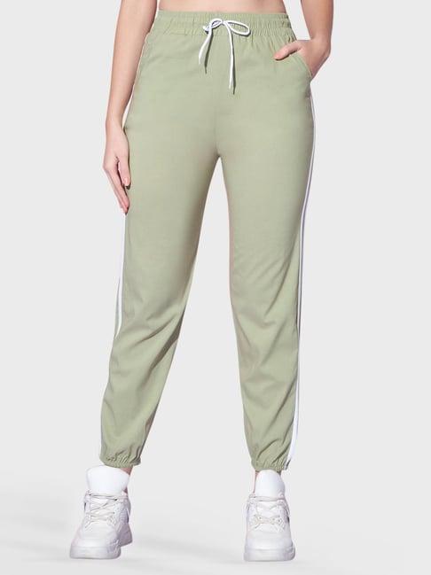 buynewtrend green striped joggers