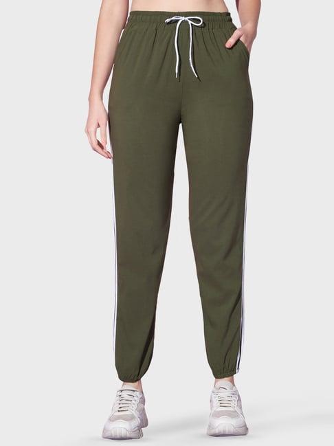 buynewtrend green striped joggers