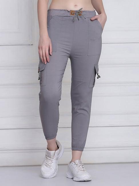 buynewtrend grey mid rise joggers