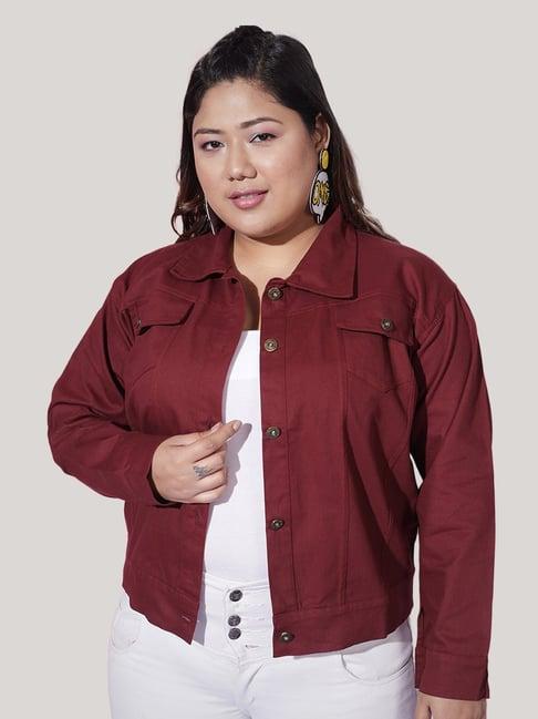 buynewtrend maroon regular fit jacket