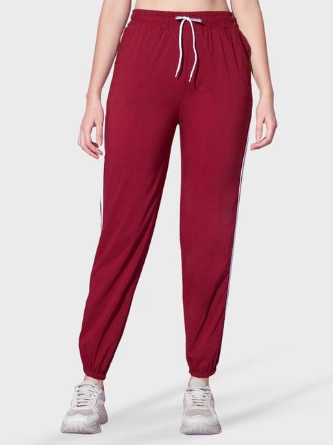 buynewtrend maroon striped joggers