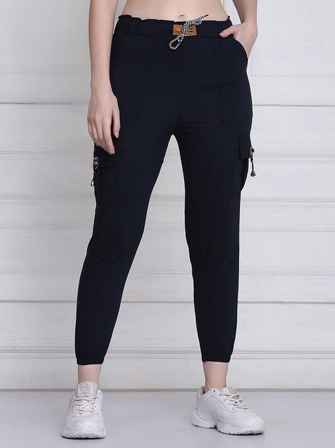 buynewtrend navy mid rise joggers