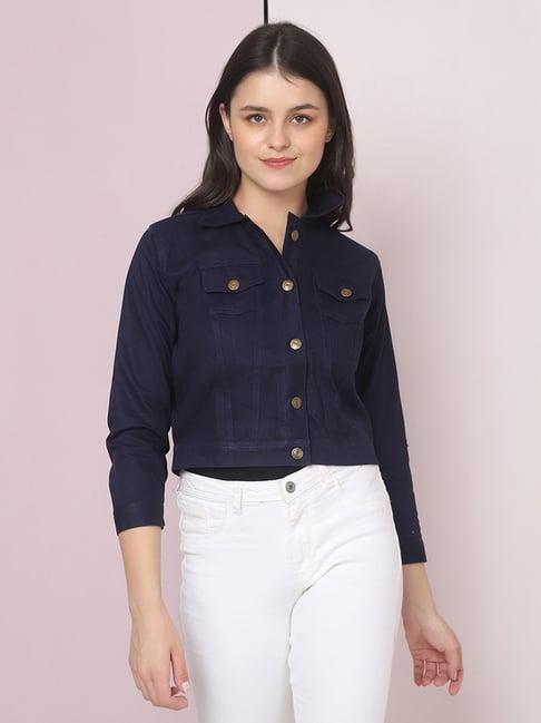 buynewtrend navy regular fit jacket