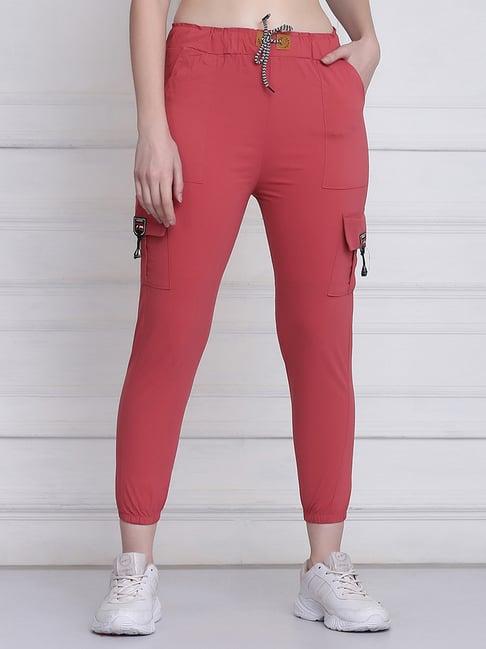 buynewtrend pink mid rise joggers