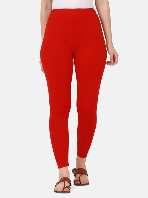 buynewtrend red cotton leggings