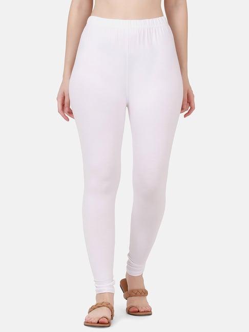 buynewtrend white cotton leggings