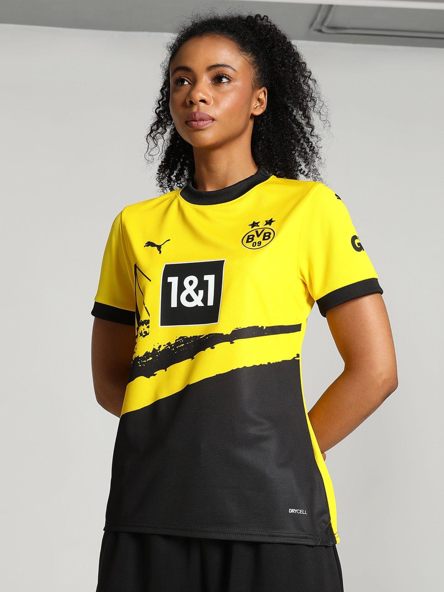 bvb home jersey replica women yellow t-shirt