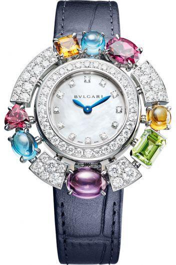 bvlgari allegra mop dial quartz watch with leather strap for women - 103499
