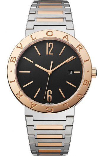 bvlgari bvlgari bvlgari black dial automatic watch with steel & rose gold bracelet for men - 102930