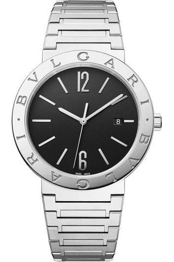 bvlgari bvlgari bvlgari black dial automatic watch with steel bracelet for men - 102928