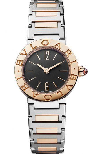 bvlgari bvlgari bvlgari black dial quartz watch with steel & rose gold bracelet for women - 102944
