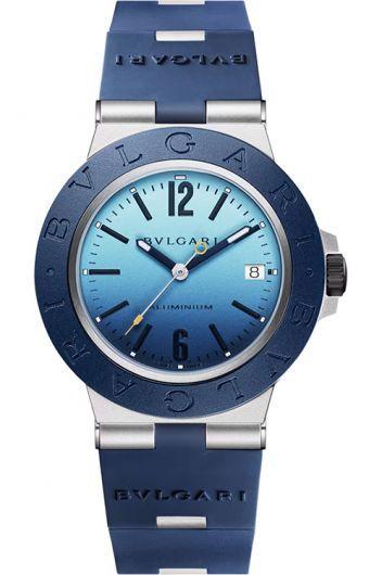 bvlgari bvlgari bvlgari blue dial automatic watch with rubber strap for men - 103815