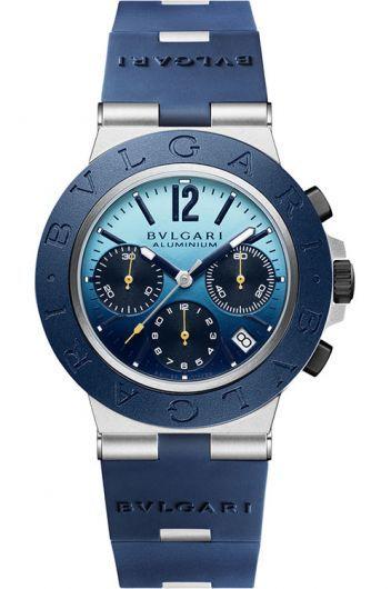 bvlgari bvlgari bvlgari blue dial automatic watch with rubber strap for men - 103844