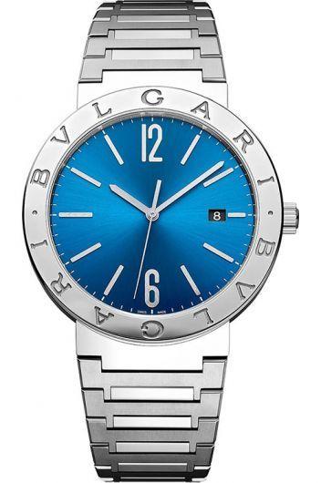 bvlgari bvlgari bvlgari blue dial automatic watch with steel bracelet for men - 103720