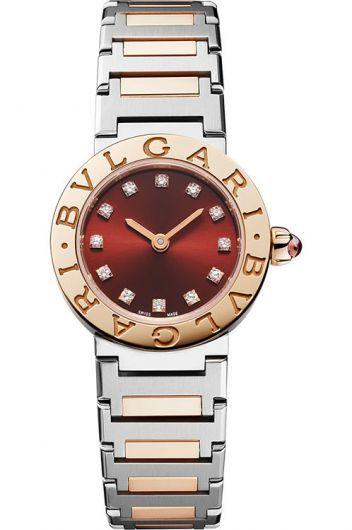 bvlgari bvlgari bvlgari brown dial quartz watch with steel & rose gold bracelet for women - 103218