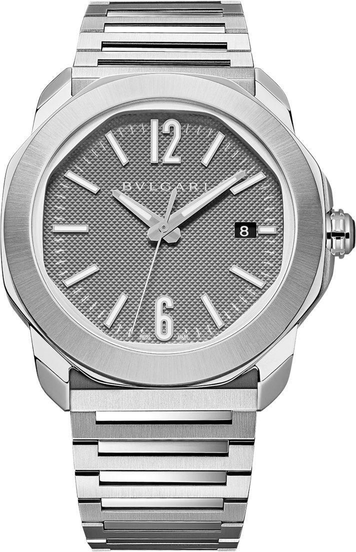 bvlgari octo anthracite dial automatic watch with steel bracelet for men - 103740