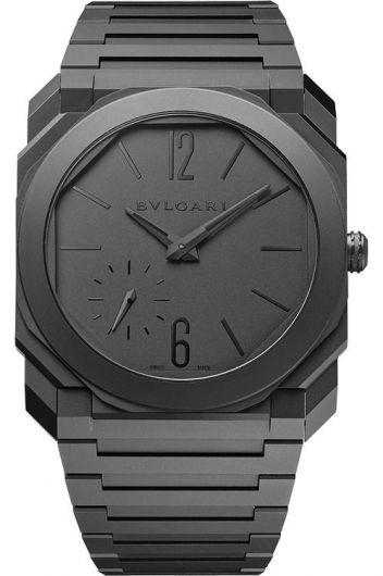 bvlgari octo black dial automatic watch with ceramic strap for men - 103077