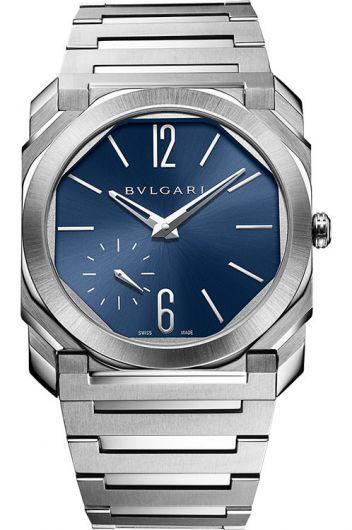 bvlgari octo blue dial automatic watch with steel bracelet for men - 103431