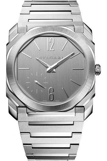 bvlgari octo grey dial automatic watch with steel bracelet for men - 103464