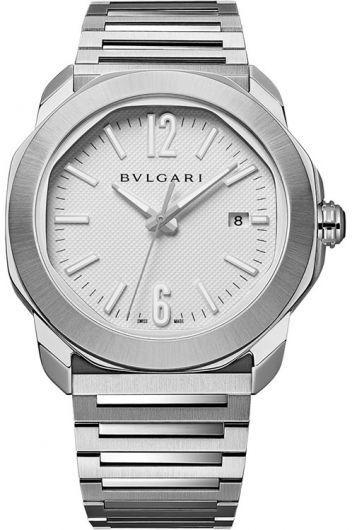 bvlgari octo grey dial automatic watch with steel bracelet for men - 103738