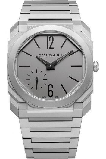 bvlgari octo grey dial automatic watch with titanium strap for men - 102713