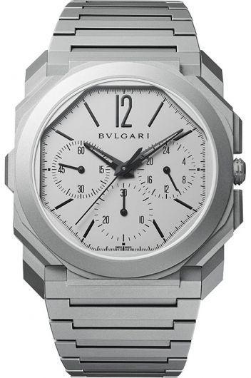 bvlgari octo silver dial automatic watch with titanium strap for men - 103068