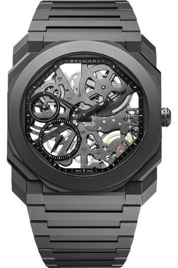 bvlgari octo skeleton dial manual winding watch with ceramic strap for men - 103126