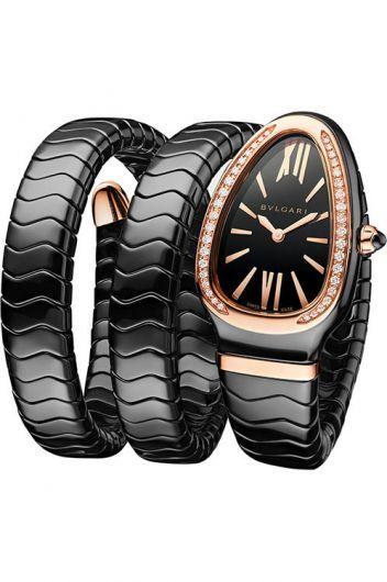 bvlgari serpenti black dial quartz watch with  strap for women - 102885