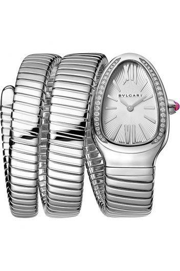 bvlgari serpenti silver dial quartz watch with steel bracelet for women - 101910