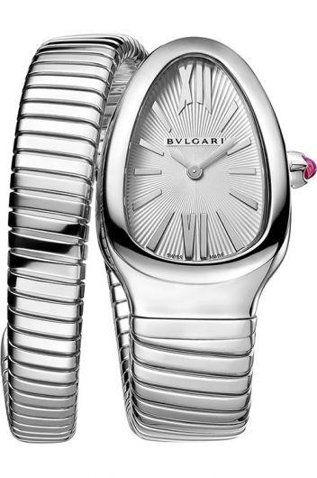 bvlgari serpenti white dial quartz watch with steel bracelet for women - 101817