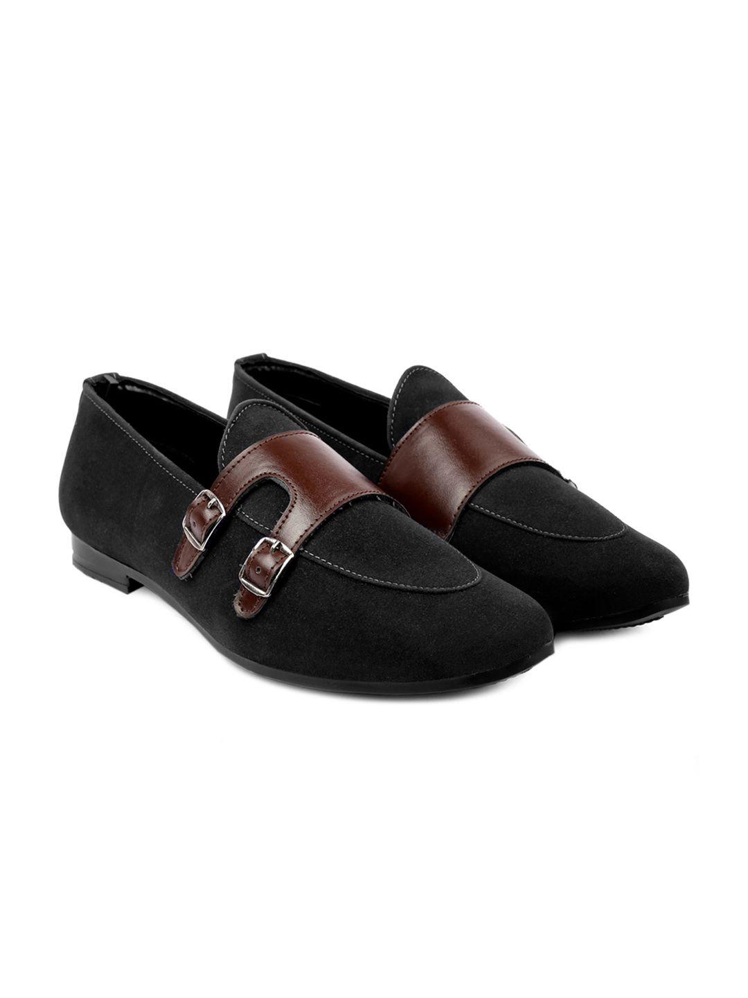 bxxy men colourblocked double monk lightweight loafers with buckles