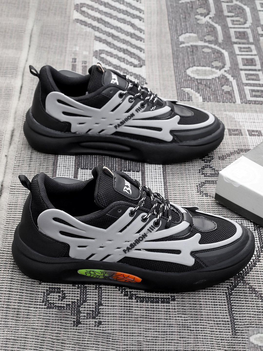 bxxy men grey textile running non-marking shoes