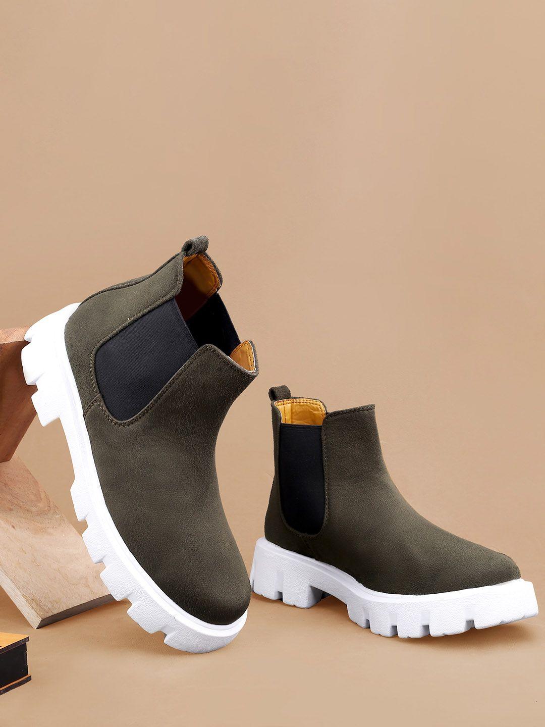 bxxy men heeled mid-top suede chelsea boots