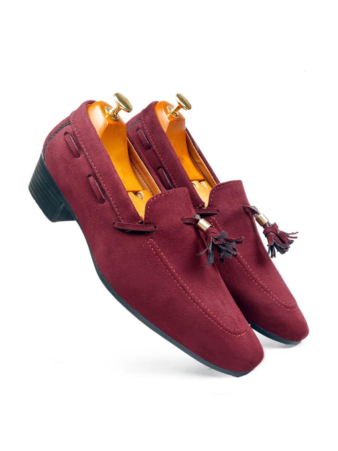 bxxy men heeled suede tassel loafers