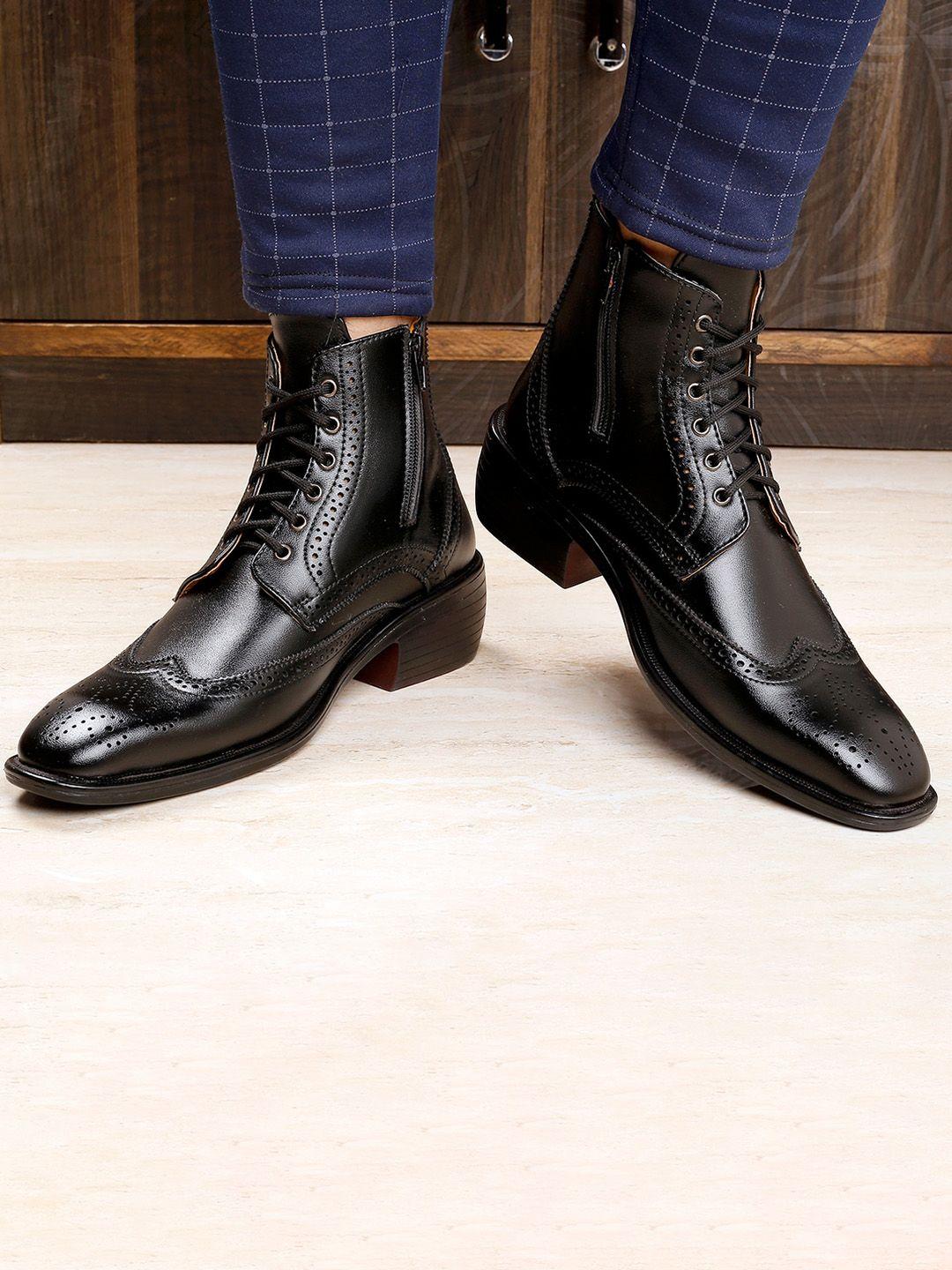 bxxy men perforated block-heeled brogue boots