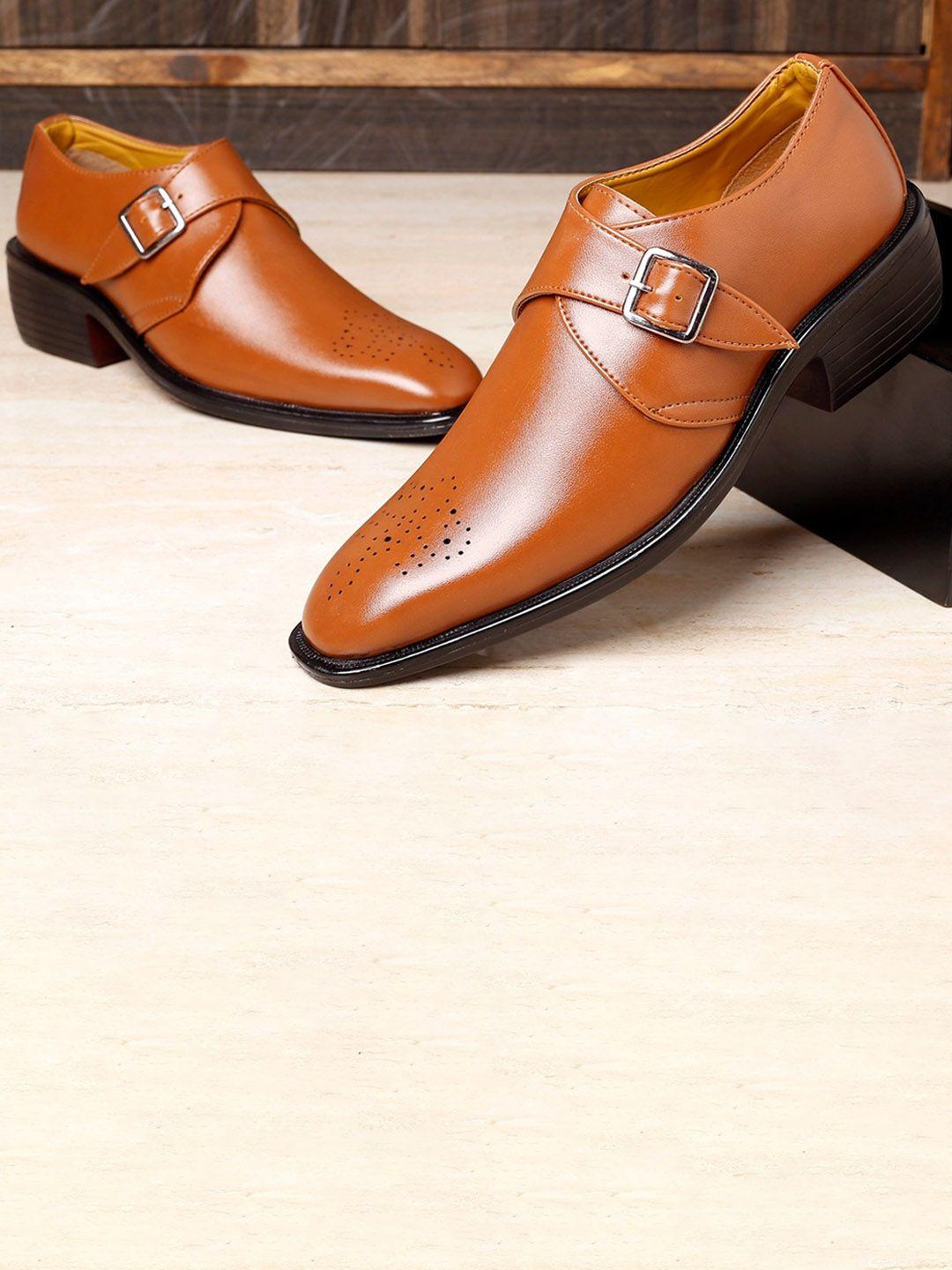 bxxy men perforated heeled formal monk shoes