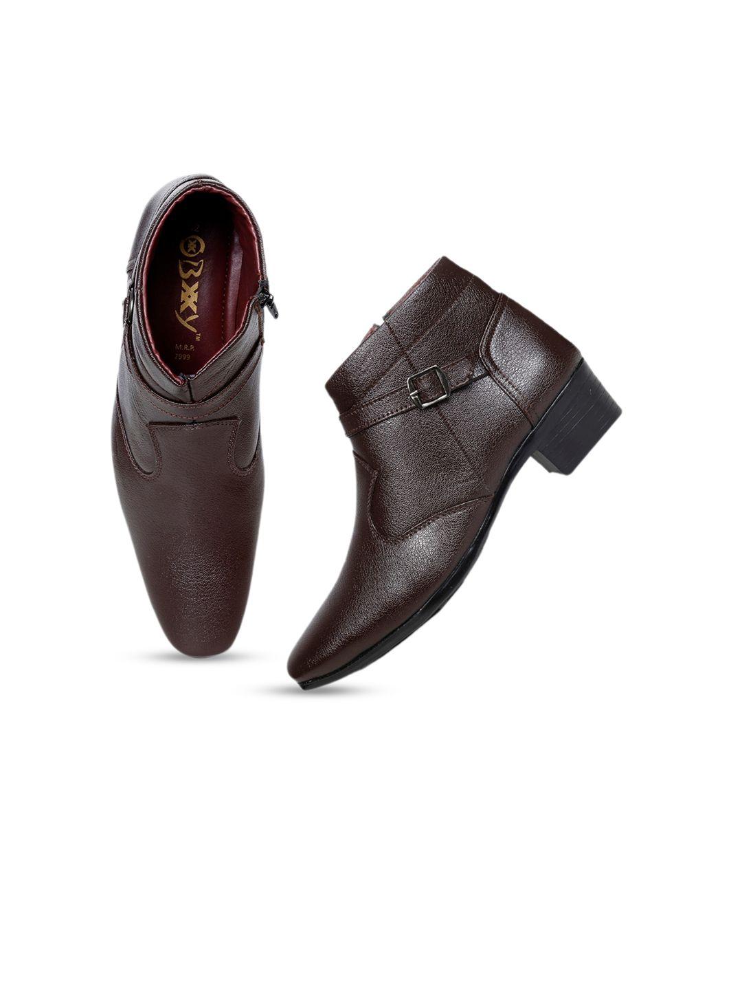 bxxy men textured block-heeled regular boots