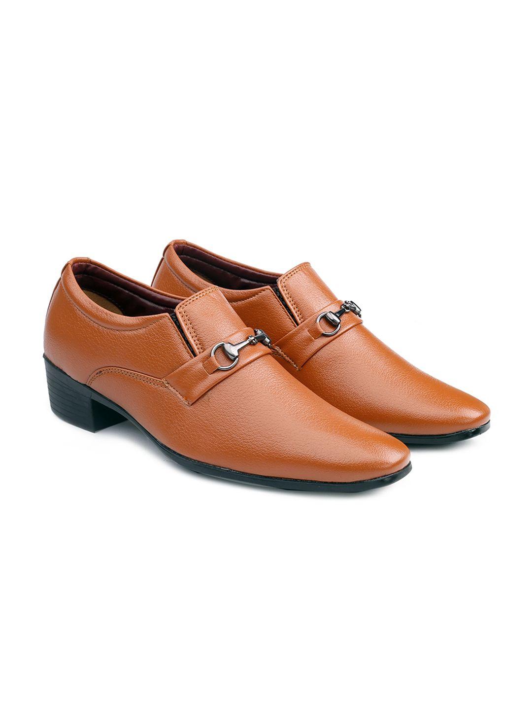 bxxy men textured buckled formal slip on shoes