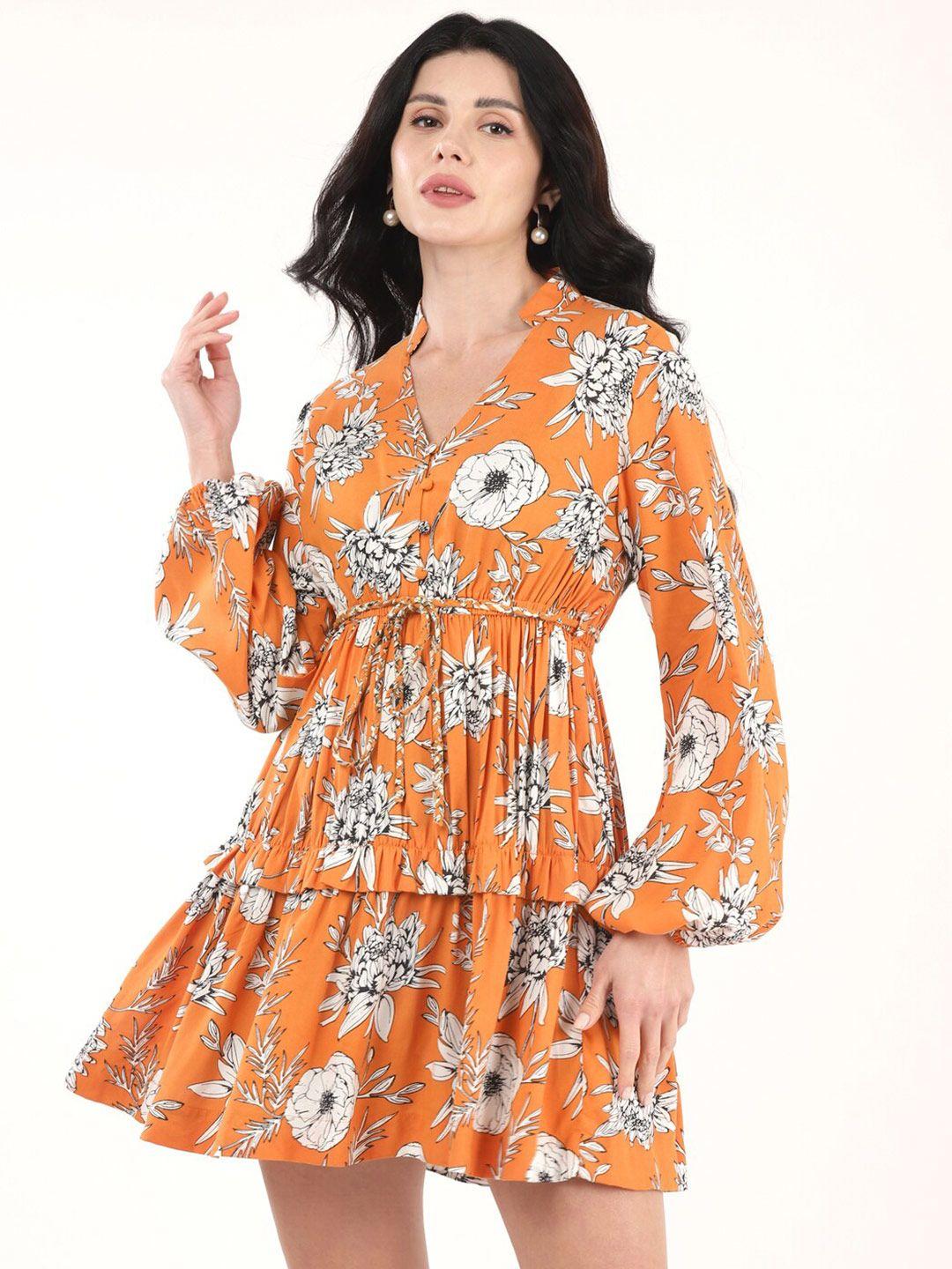 by the bay floral print bell sleeve fit & flare dress