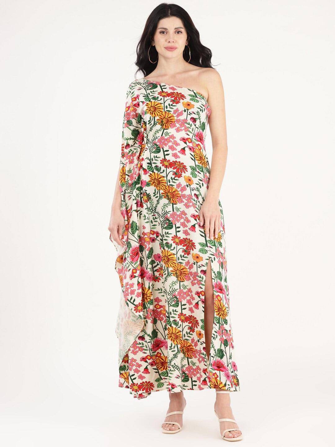 by the bay floral print off-shoulder maxi dress